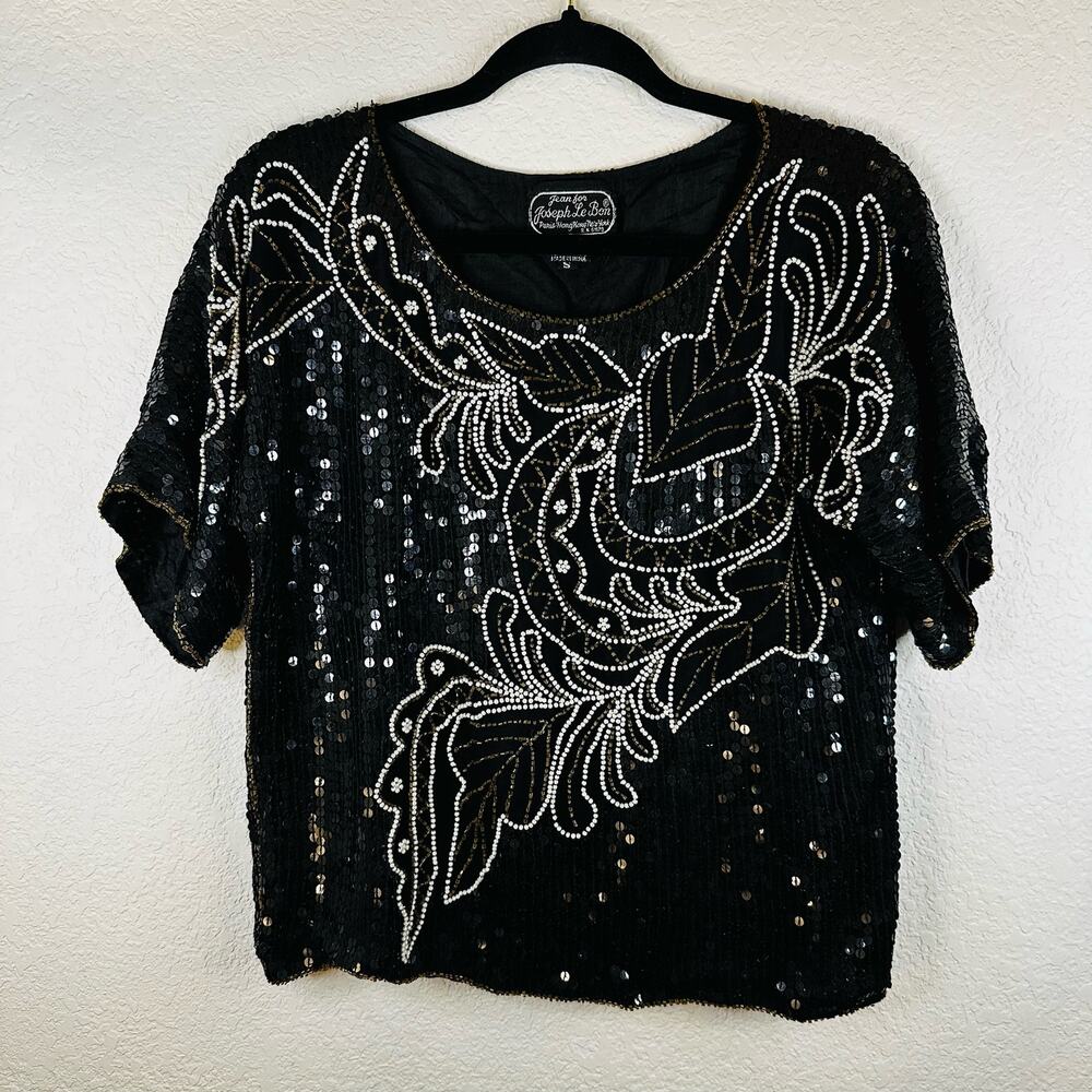 Jean for Joseph Le Bon Vintage Sequence Black Blouse Small